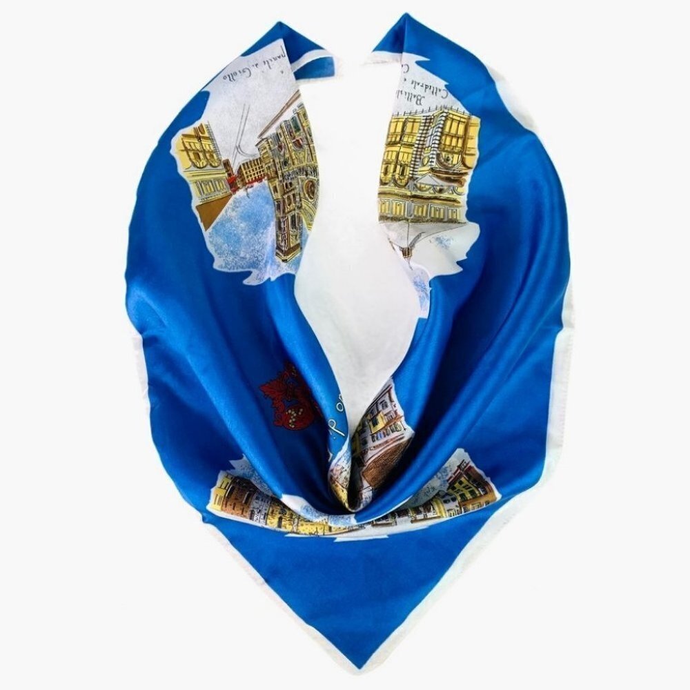 Ricardo Di Firenze blue square women summer spring  scarf - Picture 2 of 16